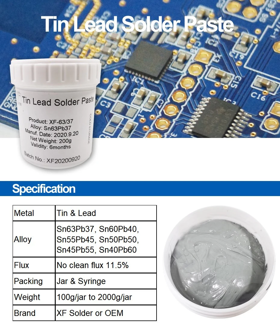 No Clean Sn63pb37 Leaded Tin Lead Solder Paste 63/37