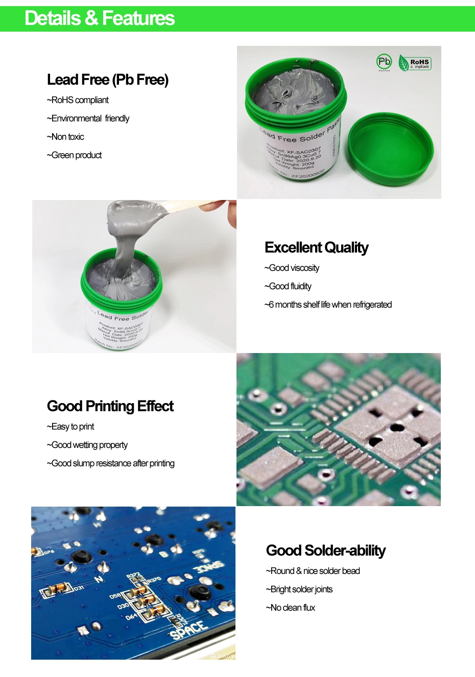 T3 T5 RoHS Compliant Lead Free Solder Paste Sn99AG0.3cu0.7